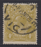 AUSTRALIA 1924-25 4d OLIVE - YELLOW KGV STAMP  PERF.14 1st.WMK SG.80 VFU - Oblitérés