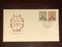 CZECHOSLOVAKIA FDC COVER 1954 YEAR CHEKHOV DOCTOR WRITER HEALTH MEDICINE STAMPS - FDC