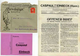 Germany 1926 Cover W/ Letter, Advert., Invoices, Etc.; Einbeck - Fallenfabrik Caspaul (Trap Factory); 10pf. German Eagle - Brieven En Documenten