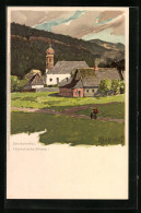 Künstler-AK H. Bahndorf: Spindelmühle, Katholische Kirche  - Czech Republic