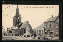 CPA Anor, Le Monument Aux Morts, L`Eglise Et La Place  - Autres & Non Classés