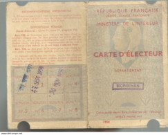 PK / CARTE Ancienne CARTE NATIONALE D'ELECTEUR 1958  LORIENT MERVILLE  PK /  CARTE Ancienne CARTE NATIONALE D'ELECTEUR - Tessere Associative