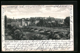 AK Zeitz, Teilansicht Mit Flussbrücke  - Zeitz