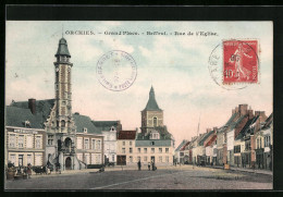 CPA Orchies, Grand`Place, Beffroi, Rue De L`Eglise  - Orchies