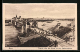 AK Bonn, Rheinbrücke Mit Strassenbahn  - Tranvía