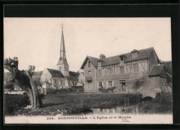 CPA Hondouville, L`Église Et Le Moulin  - Altri & Non Classificati