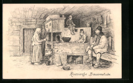 Künstler-AK Russische Bauernfamilie Am Warmen Ofen In Der Stube  - Non Classés