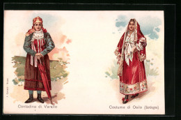 Lithographie Osilio, Costume Di Osilio, Contadina Di Varallo  - Autres & Non Classés