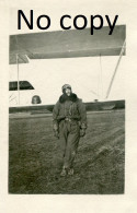 PHOTO FRANCAISE - AVIATEUR ET AVION BIPLAN AU TERRAIN DE BOUY A MOURMELON LE GRAND MARNE - GUERRE 1914 1918 - Oorlog, Militair