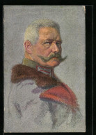 Künstler-AK Generalfeldmarschall Paul Von Hindenburg In Uniform Und Mantel  - Personajes Históricos