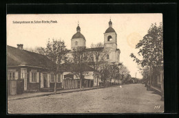 AK Pinsk, Soboryestrasse Mit Sobor-Kirche  - Rusia