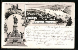 Lithographie Bingen, National-Denkmal, Burg Rossel  - Andere & Zonder Classificatie