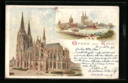 Lithographie Köln, Dom, Panorama Mit Dom Und Rheinbrücke  - Other & Unclassified
