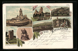 Lithographie Kyffhäuser, Denkmal, Ruine, Rotenburg  - Other & Unclassified