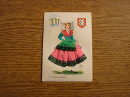 Carte Brodée "Au Pays Limousin" - Jeune Femme Costume Brodé/Tissu- 10,5x15cm Env. - Bordados