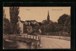 AK Löbau I. Sa., Partie Am Fluss, Blick Zum Kirchturm  - Loebau