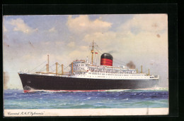 Künstler-AK Passagierschiff Cunard R.M.S. Sylvania, Auf See Unterwegs  - Passagiersschepen