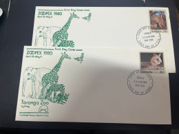 2-5-2024 (3 Z 39) Australian Postmark On Cover - 1980 -  (2 Covers) - ZOOPEX In Taronga Zoo In Sydney - Altri & Non Classificati