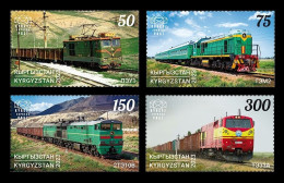 Kyrgyzstan (KEP) 2024 Mih. 206/09 Trainspotting. Locomotives In Kyrgyzstan. Trains MNH ** - Kirghizistan