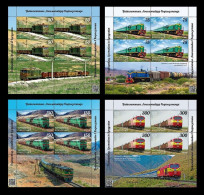 Kyrgyzstan (KEP) 2024 Mih. 206/09 Trainspotting. Locomotives In Kyrgyzstan. Trains (4 M/S) MNH ** - Kyrgyzstan