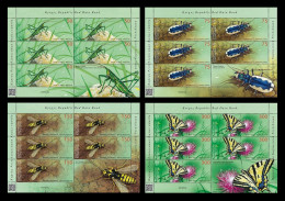 Kyrgyzstan (KEP) 2024 Mih. 210/13 Fauna. Insects. Grasshopper. Beetle. Wasp. Butterfly (4 M/S) MNH ** - Kirgizië