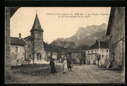 CPA Montaud, La Place, L`Eglise Et La Pyramide De La Buff  - Andere & Zonder Classificatie