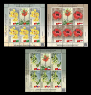 Kyrgyzstan (KEP) 2024 Mih. 218/20 Diplomatic Relations. Flora. Flowers And Trees (3 M/S) MNH ** - Kirghizistan