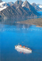 73682757 Svalbard Turistibat I Krossfjorden Fliegeraufnahme Svalbard - Norway