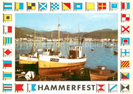 73680662 Hammerfest Hafen Fischkutter Vimpelfabrikken Nationalflaggen Hammerfest - Norvège