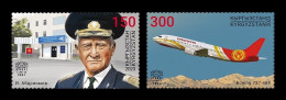 Kyrgyzstan (KEP) 2024 Mih. 225/26 Ishembay Abdraimov Kyrgyzstan Aviation Institute. Plane MNH ** - Kirghizstan