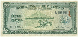 Philippines - 1/2 Peso - ND ( 1949 ) - Pick 132.v - Sign. 3 - Serie U - Filipinas