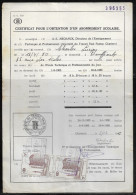 Belgium Parcel Stamps Sc. Q348 On Document DC1723 “Certificate For Obtaining A School Subscription” Charleroi 3.12.65 - Documenti & Frammenti
