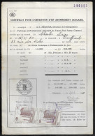 Belgium Parcel Stamps Sc. Q348 On Document DC1723 “Certificate For Obtaining A School Subscription” Charleroi 3.12.65 - Documenten & Fragmenten