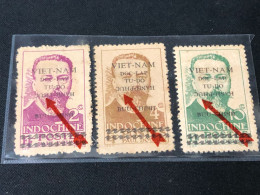 VIET NAM STAMPS INDO CHINA-(3-STAMPS ERROR Reverse Printing Font MNH NGAI-1 Set)1943-3 STAMPS - Vietnam