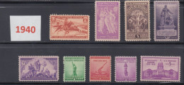USA 1940 Full Year Commemorative MNH Stamps Set SC# 894-902 With 9 Stamps - Años Completos