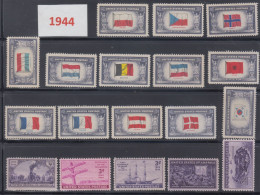 USA 1944 Full Year Commemorative MNH Stamps Set SC# 909-926 With 18 Stamps - Annate Complete