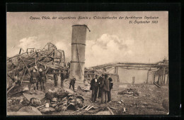 AK Oppau /Pfalz, Der Eingestürzte Kamin U. Trümmerhaufen Der Explosion Am 21. Sept. 1921  - Catastrofi