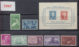 USA 1947 Full Year Commemorative MNH Stamps Set SC# 945-952 W. Stamps And Block - Volledige Jaargang