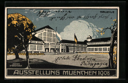 Künstler-AK Sign. Joseph Engelhardt: München, Ausstellung 1908, Hallen I Und II  - Expositions