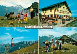 13238305 Appenzell IR Alphornblaeser Ebenalp Im Alpstein Mit Saentis Luftseilbah - Andere & Zonder Classificatie