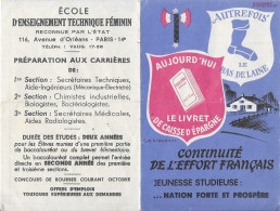 CALENDRIER 1944 - CONTINUITE DE L EFFORT FRANCAIS JEUNESSE STUDIEUSE NATION FORTE ET PROSPERE, SIGNEE RAYMOND DUCATEZ - Formato Piccolo : 1941-60