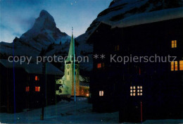 13195125 Zermatt VS Abendstimmung Mit Kirche Und Matterhorn Zermatt VS - Autres & Non Classés