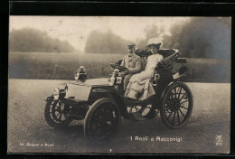 Cartolina Racconigi, Vittorio Emanuele Von Italien Im Auto  - Koninklijke Families