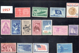 USA 1957 Full Year Commemorative MNH Stamps Set 15 Stamps With Airmail - Full Years
