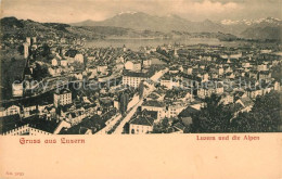 13009945 Luzern LU Fliegeraufnahme Mit Alpen Und Vierwaldstaettersee Luzern - Autres & Non Classés