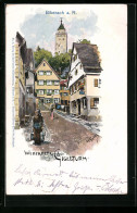 Lithographie Biberach A. R., Weberberg Und Cigelturm  - Biberach