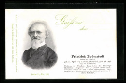 AK Portrait Friedrich Bodenstedt, Deutscher Dichter  - Ecrivains