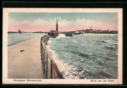 AK Warnemünde, Blick Von Der Mole Auf Ostsee  - Sonstige & Ohne Zuordnung