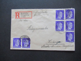 Hitler Nr.785 (7) MeF Einschreiben Wiesbaden Sonnenberg - Halingen Strecke Menden - Langschede Stempel Schwerte (Ruhr) - Briefkaarten