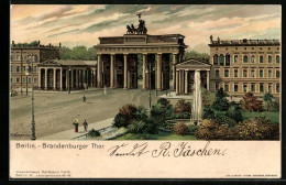 Lithographie Berlin, Brandenburger Tor Aus Den Anlagen Gesehen  - Sonstige & Ohne Zuordnung